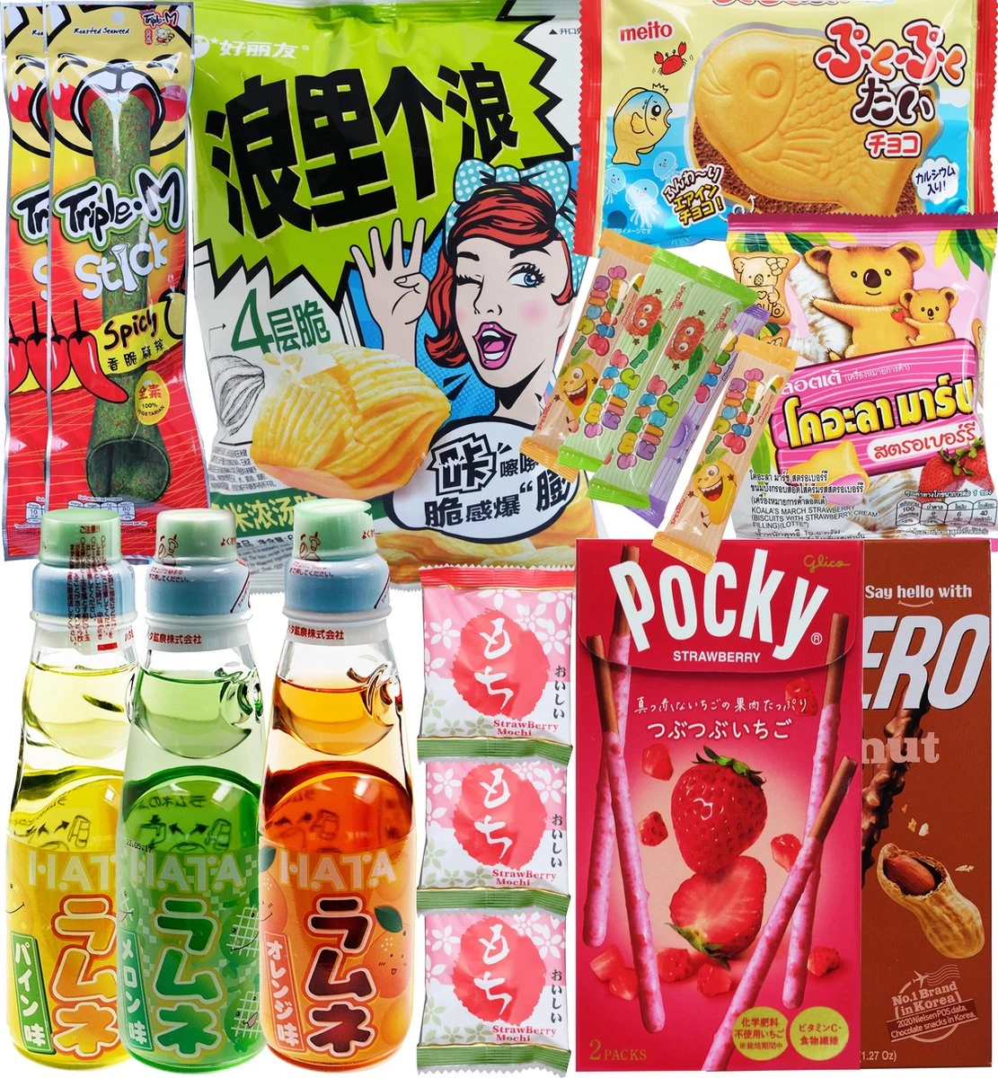 Ramune Snack Box - Japanse Ramune - Pepero Pocky Chocolade - Japan Korean Snack 15-delig