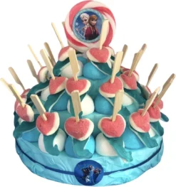 Snoeptaart - Frozen - Lolly Met Frozen Print - Kinderfeestje - Uitdeelcadeau - 30 Traktaties - In Cadeauverpakking Met Gekleurd Krullint