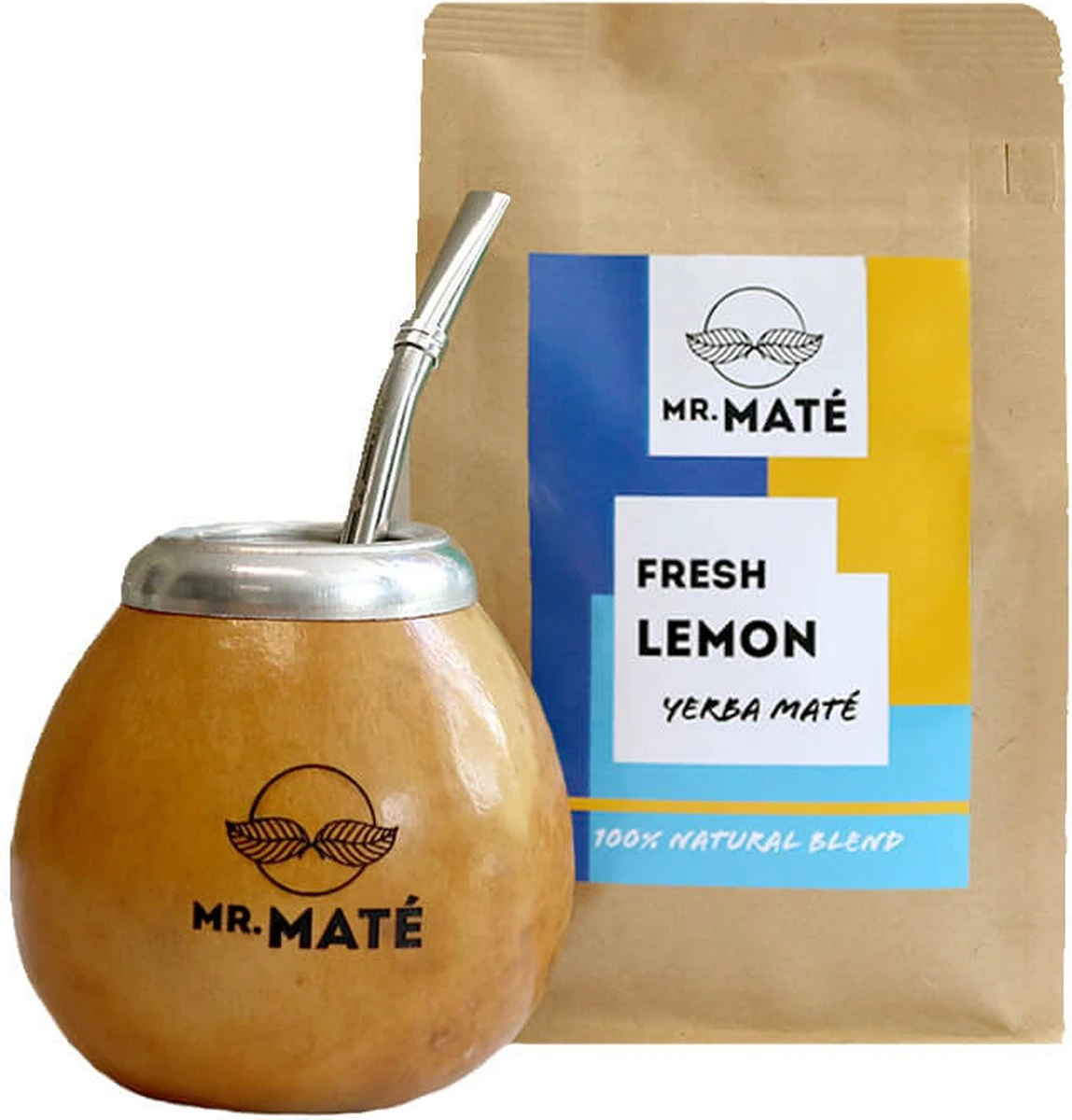 Yerba Mate Starterspakket Compleet - Traditionele Kalebas + Bombilla - Citroen Munt Yerba Mate 150g