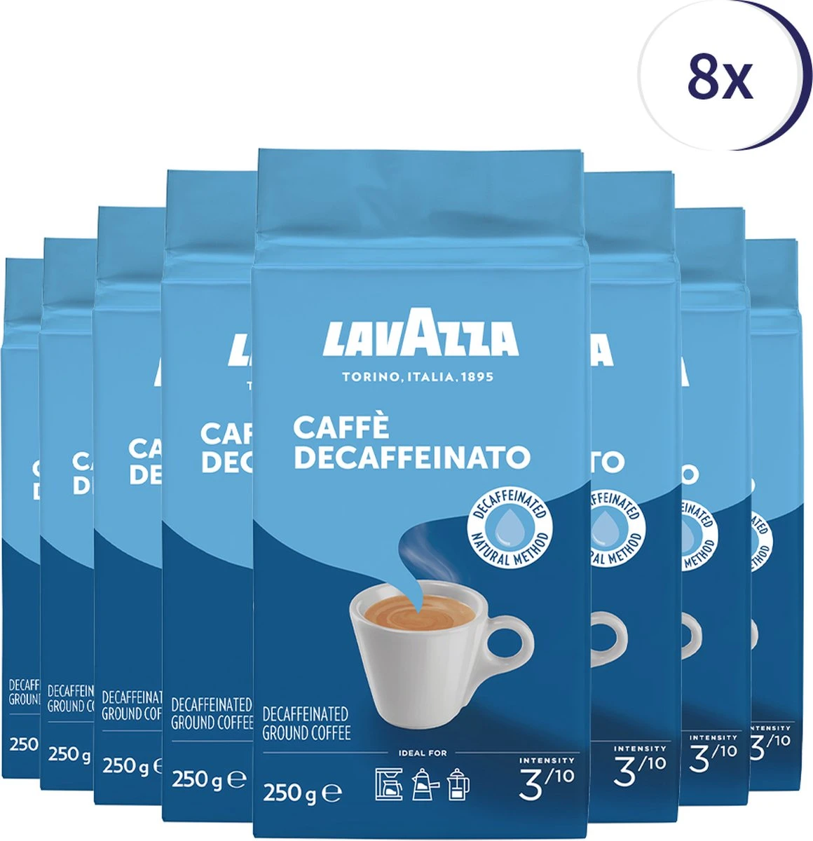 Lavazza Caffe Decaffeinato Filterkoffie - 250 Gram X8