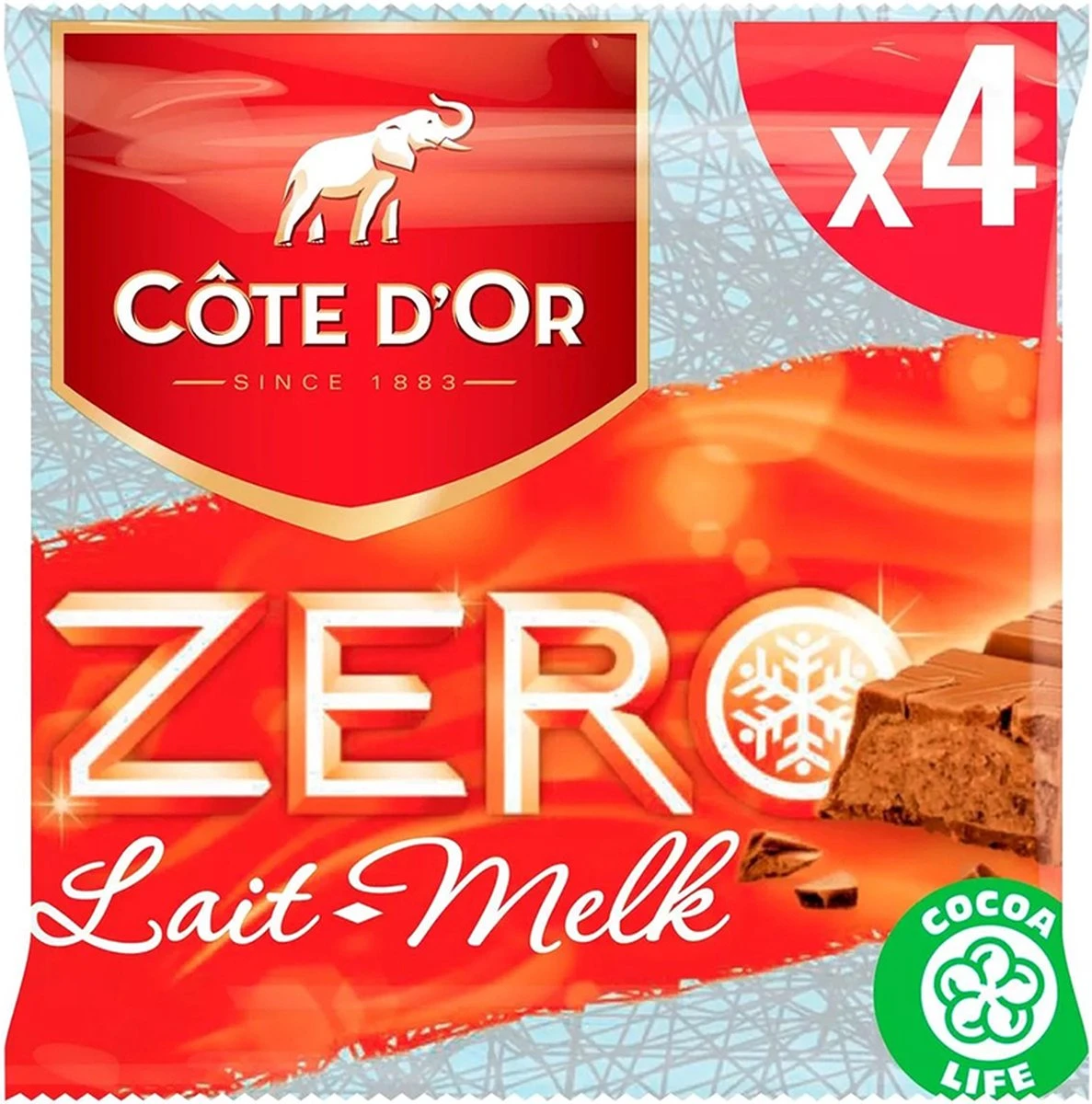 Côte D'Or Zero Lait/Melk 4-pack (4x50g) - 200g X 5 - Afbeelding 2