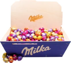 Milka Paaseitjes In Houten MixxBoxx Pasen - 2,5 Kg - Ca. 295 Stuks