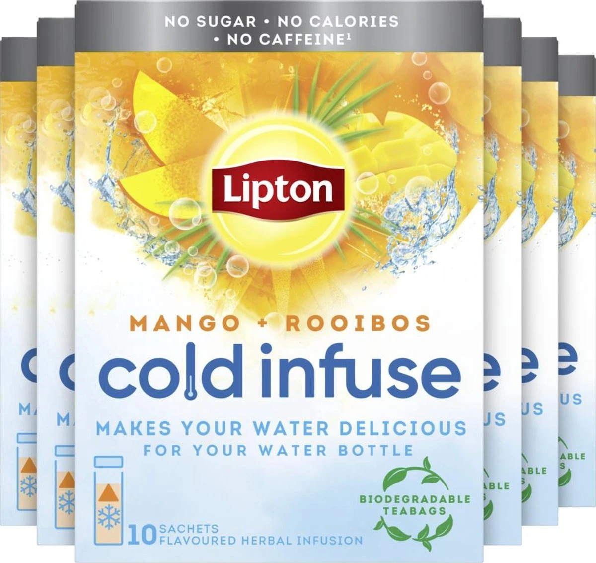Lipton Cold Infuse Rooibos & Mango, Smaak Voor Koud Water Zonder Suiker En Calorieën - 6 X 10 Zakjes - NL-BIO-01