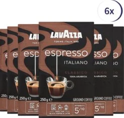 Lavazza Espresso Italiano Classico Gemalen / Filterkoffie - 250 Gram X6