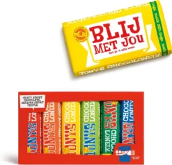 Tony's Chocolonely Lieve Bundel: Melk Noga "Blij Met Jou" Chocolade Reep + Proeverijtje