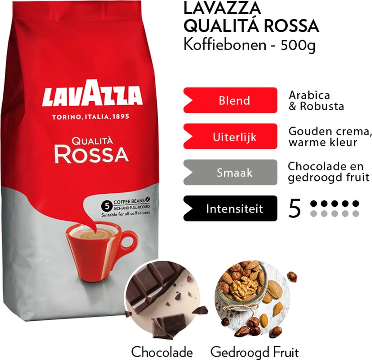 Lavazza Qualita Rossa Koffiebonen - 500 Gram X4 - Afbeelding 4