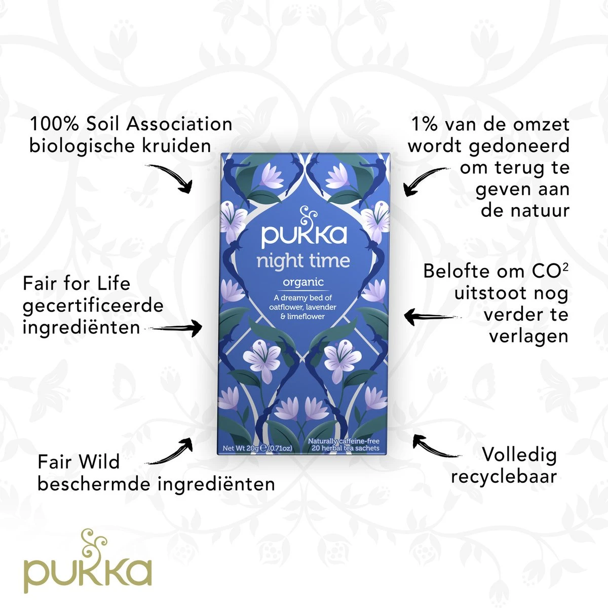 Pukka Night Time Thee, Met Haver, Kamille En Lavendel - 4 X 20 Zakjes - GB-BIO-05 - Afbeelding 7