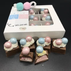Cho-lala Gender Reveal Bonbons Meisje | Chocoladecadeau Gender Reveal | Babyshower | Boy Or Girl, Let's Find Out | 9 Stuks Met Roze Vulling