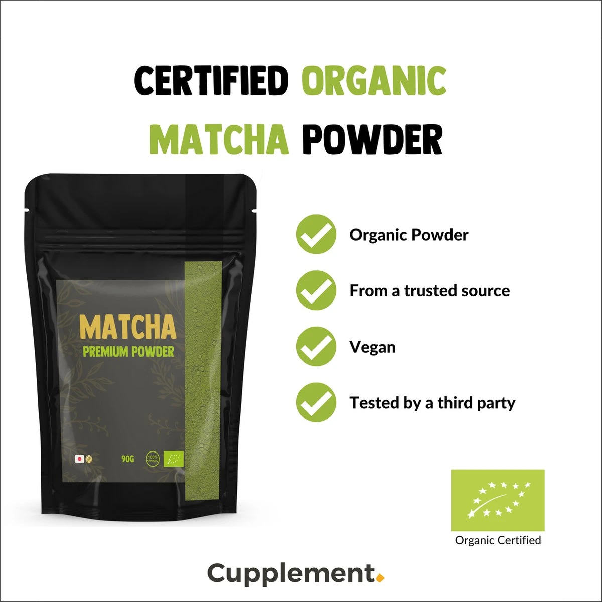 Cupplement | Premium Matcha 90 Gram | Biologisch | Gratis Verzending | Hoogste Kwaliteit Groene Thee Poeder - Afbeelding 10