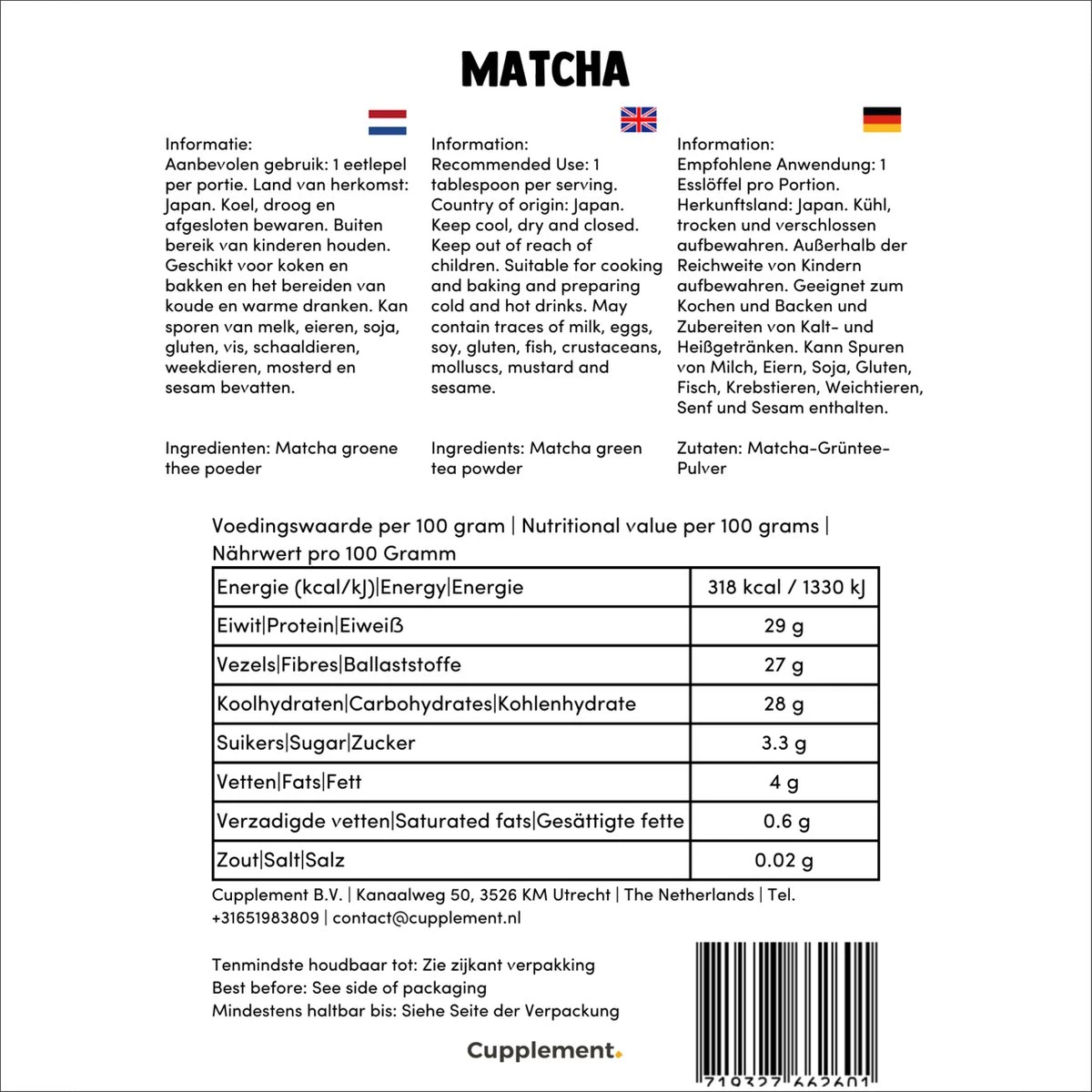 Cupplement | Premium Matcha 90 Gram | Biologisch | Gratis Verzending | Hoogste Kwaliteit Groene Thee Poeder - Afbeelding 11