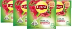 Lipton Raspberry Pomegranate Groene Thee, Met Een Smaakexplosie Van Framboos En Granaatappel - 4 X 20 Zakjes - PL-EKO-03