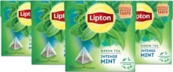 Lipton Intense Mint Groene Thee, Met De Verfrissende Smaak Van Groene Thee En Echte Muntblaadjes - 4 X 20 Zakjes - PL-EKO-03