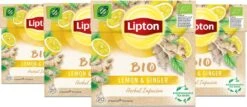 Lipton Ginger & Lemon Kruidenthee, Met De Vurige Smaak Van Gember En Frisheid Van Citroen - 4 X 20 Zakjes - PL-EKO-03