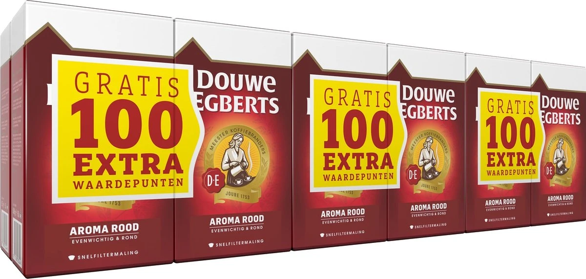 Douwe Egberts Aroma Rood Filterkoffie - Dubbelpak 6 X 1000 Gram