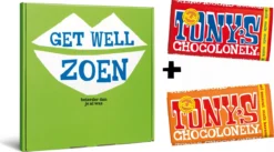 Tony's Chocolonely Geschenkdoos Sterkte! - Belgische Fairtrade Chocolade - Melk Chocolade Repen - Beterschap Cadeau - 2 X 180 Gram