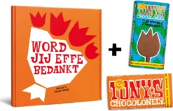 Tony's Chocolonely Geschenkdoos Je Wordt Bedankt! - Melk Chocolade Repen - Bedankt Cadeautje - Fairtrade Chocolade - 2 X 180 Gram