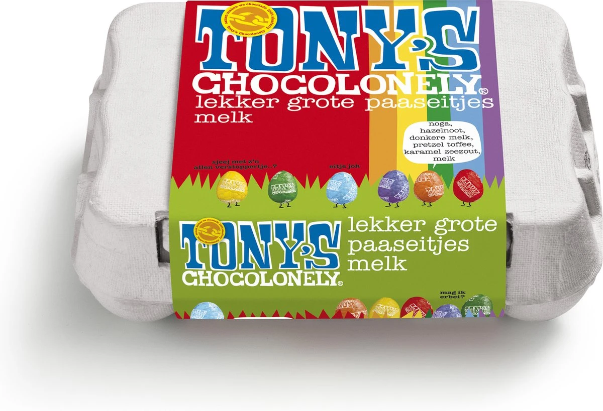 Tony's Chocolonely Chocolade MELK Paaseitjes In Doosje - Pasen - 12 Paaseieren - Paas Ei Cadeau - Afbeelding 2