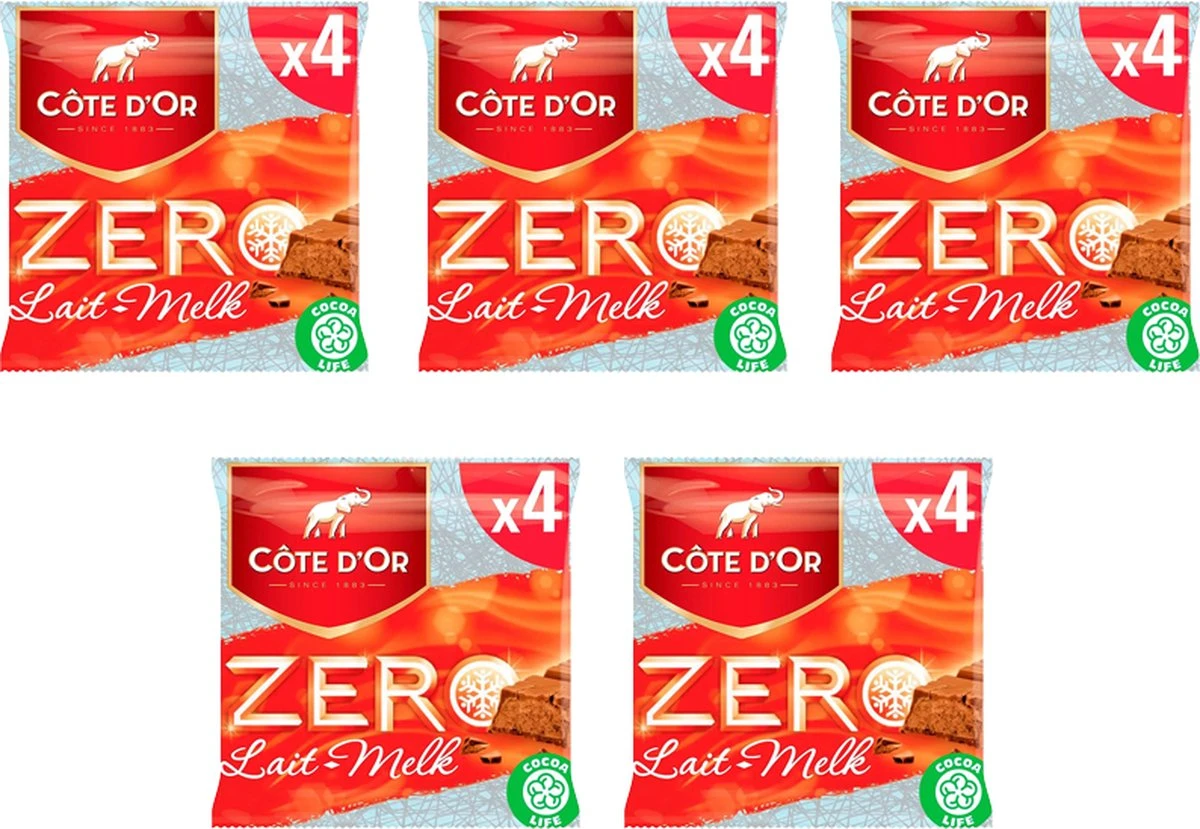 Côte D'Or Zero Lait/Melk 4-pack (4x50g) - 200g X 5
