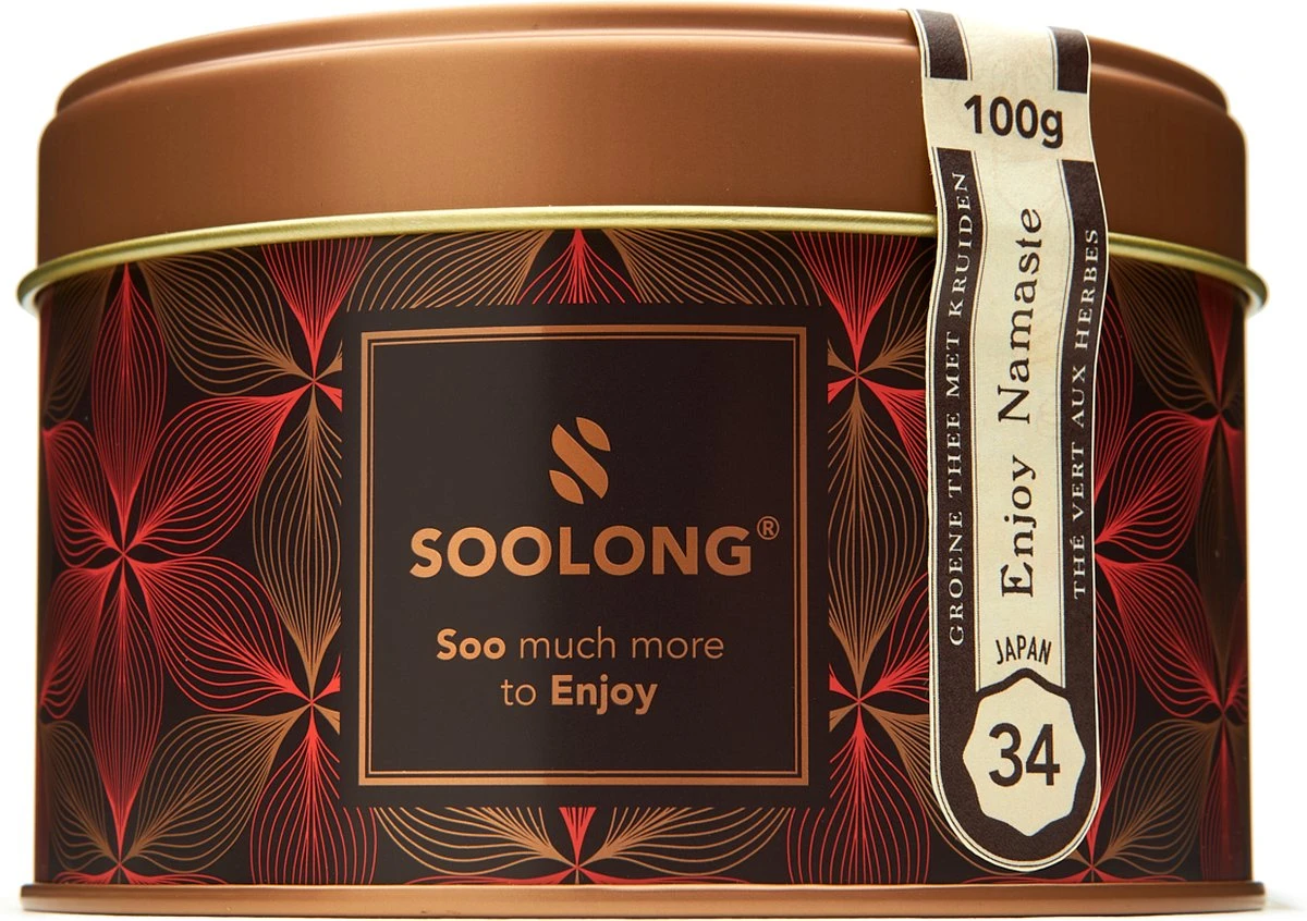 Soolong Enjoy Japan Nr34 Japanse Groene Thee - Fris & Licht Umami - Sencha, Citroengras & Lindebloesem - Duurzame Losse Thee - Premium Thee Uit Japan - Blik 20gram