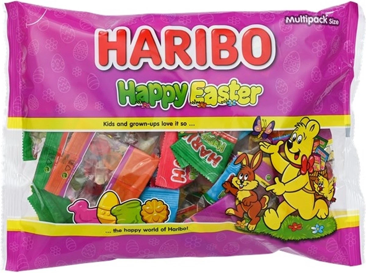 Haribo | Snoep Pasen | Happy Easter Uitdeelzak | 30 Mini Zakjes | 400 Gram