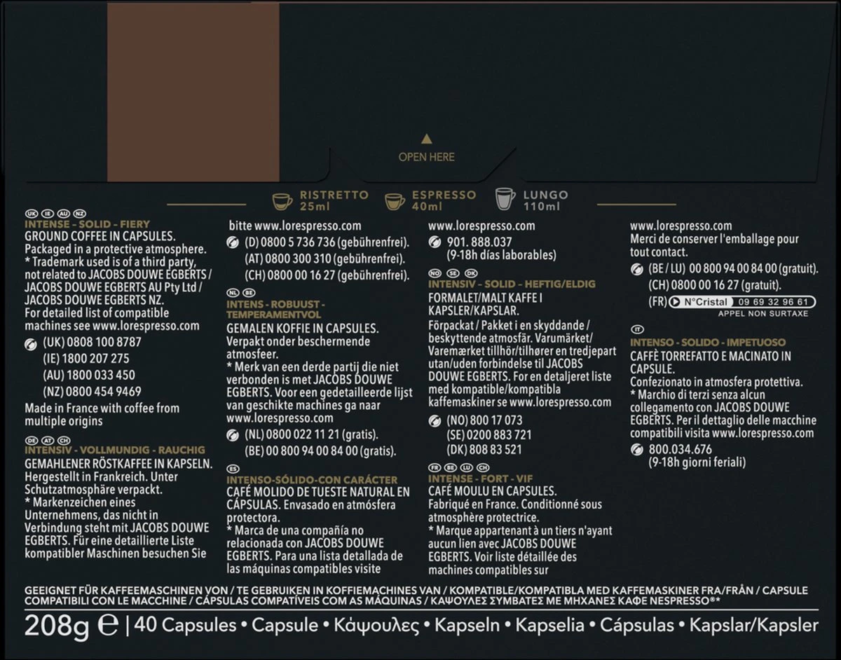 L'OR Espresso Forza Koffiecups - Intensiteit 9/12 - 4 X 40 Capsules - Afbeelding 2