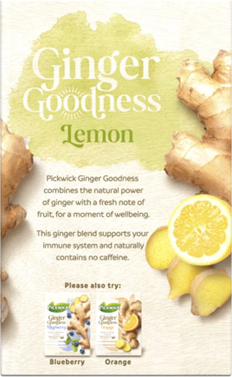 Pickwick Kruidenthee Ginger Goodness Lemon - 4 X 15 Theezakjes - Afbeelding 2