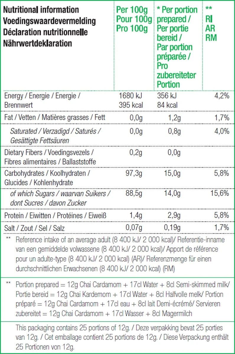 CHALO Cardamom Chai Latte - Indische Vegan Chai - Zwarte Assam Thee - 25 Porties/ 300GR - Afbeelding 5