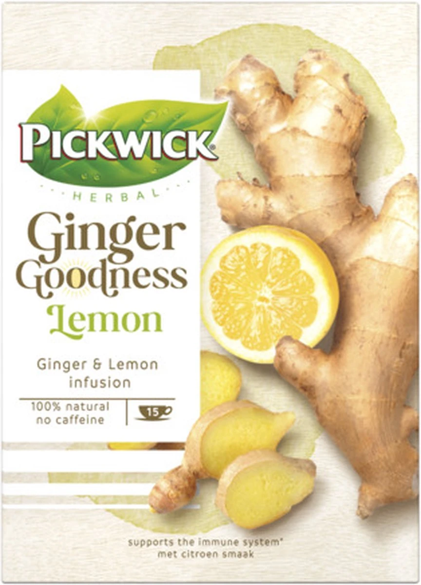Pickwick Kruidenthee Ginger Goodness Lemon - 4 X 15 Theezakjes - Afbeelding 4