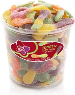 Red Band Zure Tongen 1 Pot à 100 Stuks Snoep - Zacht Snoep - Zure Winegums Met Fruitsmaak