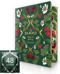 Pukka Thee Hardcover Biologische Kerst Adventskalender 2022, Perfect Als Kerstcadeau - 48 Zakjes - 1 Kalender